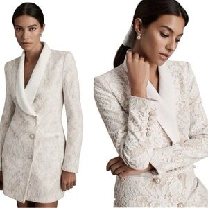Rebecca Vallance Harriet Lace Blazer Mini Dress Ivory Pearl Button NWT Sz 4